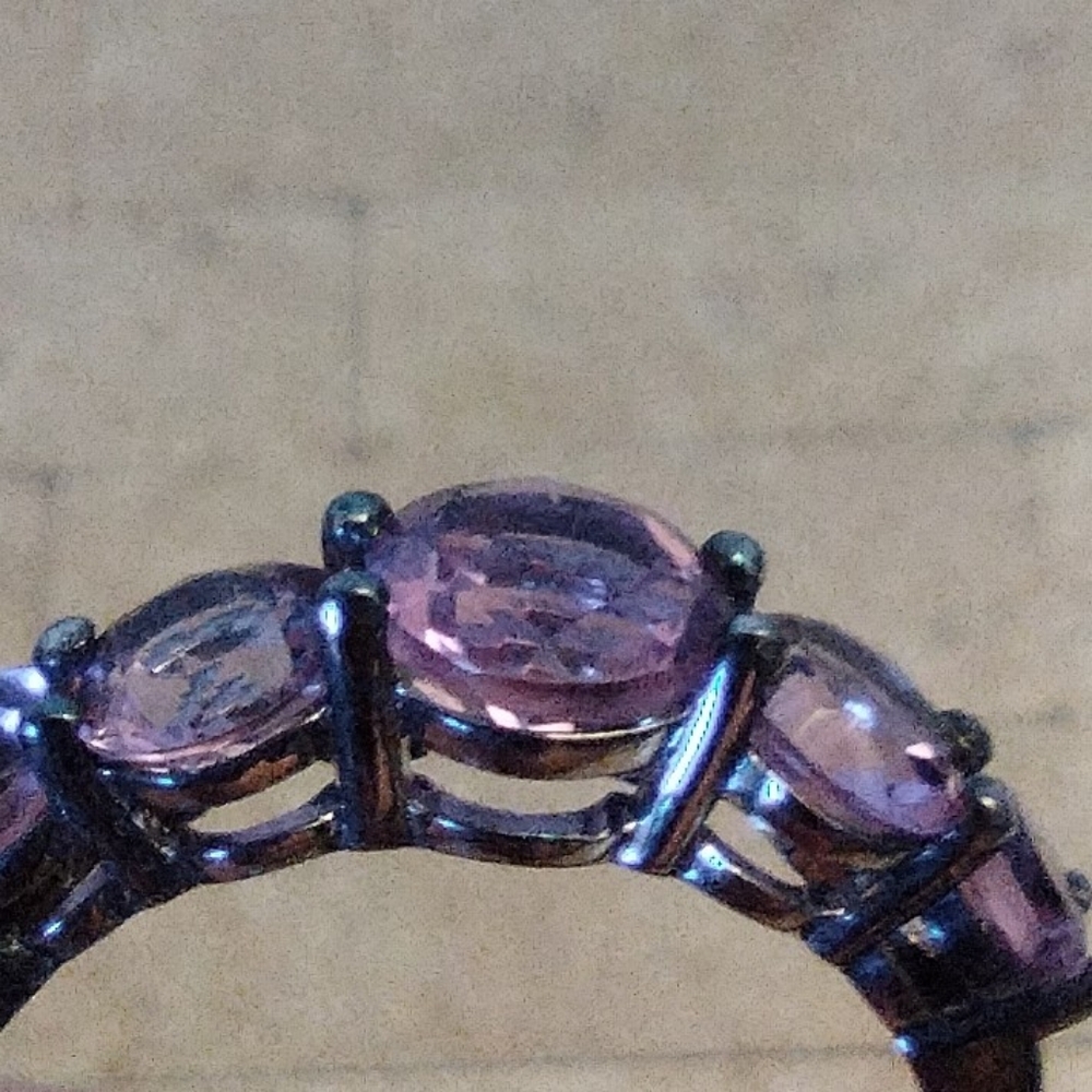 Stauer Ring Amethyst 5 Stone Size 8 with Original Stauer Box Endless Love